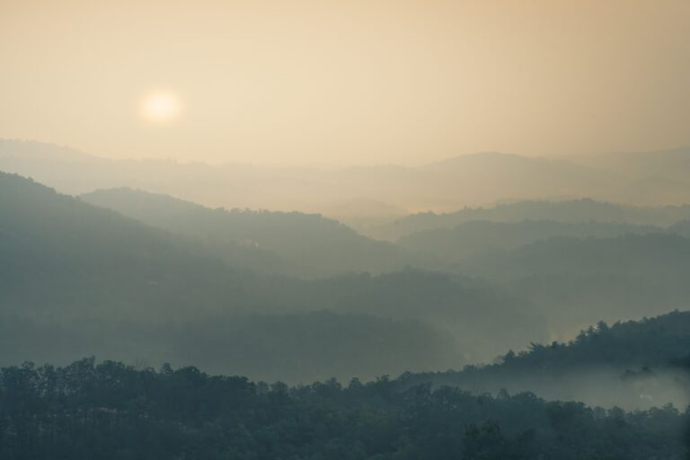 Misty mountain landscape at dawn